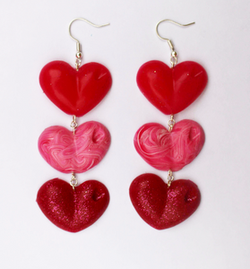 Red, Pink & Glitter Drop Love Heart Earrings