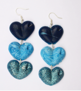 Navy, Light Blue and Glitter Drop Love Hearts