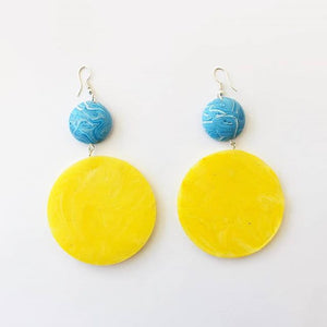 Light Marble Blue and Yellow Saucers