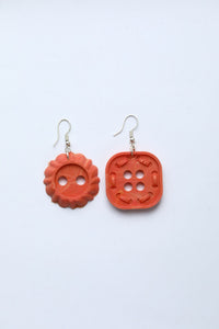 Orange Bottlecap Button and Square Mismatched Buttons