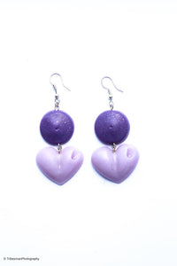 Purple Side Saucer and Purple Drop Your Lover Drop Love Hearts